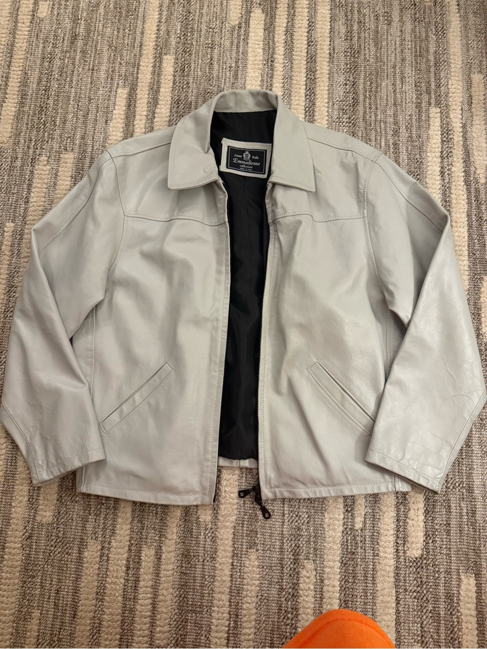 Linea Pelle Men's Light Gray Leather Shirt Jacket